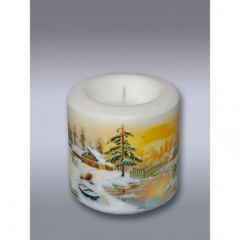 Candela "Paesaggio invernale" città di 8 × 8 centimetri. Candela "Paesaggio invernale" città di 8 × 8 centimetri.