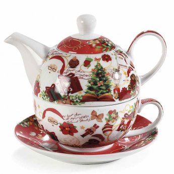 Set di tazze e teiere in porcellana "Fata di Natale" cm 16 x 10,5 x 14 H Set di tazze e teiere in porcellana "Fata di Natale" cm 16 x 10,5 x 14 H