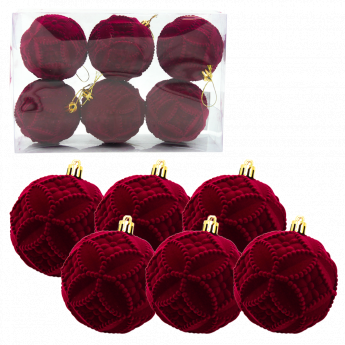 Decorazioni per l'albero di Natale Bjorn, palline di Capodanno, d=8 cm, set da 6 pezzi, geometriche, rosse Decorazioni per l'albero di Natale Bjorn, palline di Capodanno, d=8 cm, set da 6 pezzi, geometriche, rosse