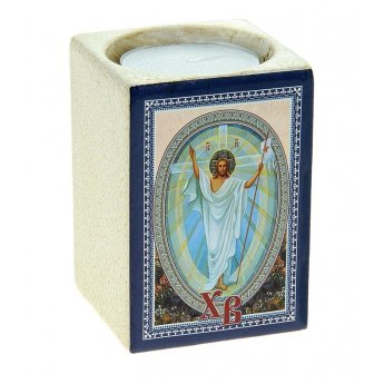 Portacandele pasquale con candela, ceramica 5,5 × 5,5 × 7,5 cm Portacandele pasquale con candela, ceramica 5,5 × 5,5 × 7,5 cm