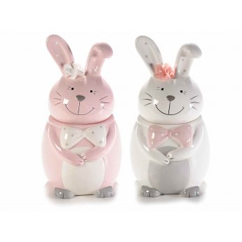 Barattolo alimentare a forma di "Coniglio" in ceramica colorata. Barattolo alimentare a forma di "Coniglio" in ceramica colorata.