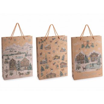 Sacchetto/busta grande in carta kraft natalizia  24 x 8 x 33cm
