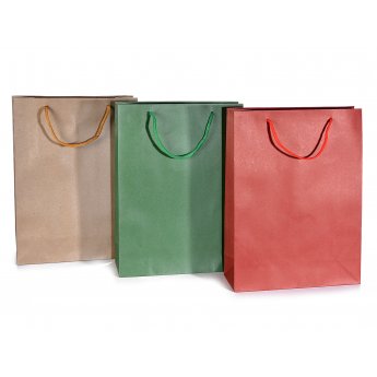 Sacchetto/busta grande in carta colorata con manici 24,5 x 9,5 x 33cm Sacchetto/busta grande in carta colorata con manici 24,5 x 9,5 x 33cm