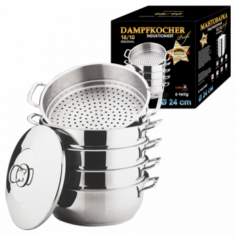 Pentola a vapore 24 cm, 6 parti