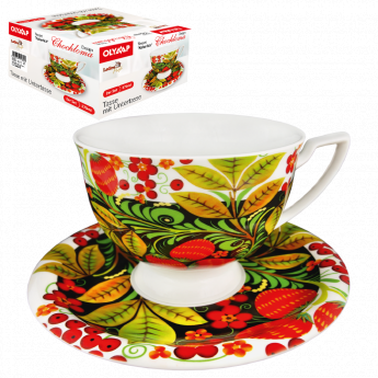 Tazza da tè con piattino "Hohloma" Tazza da tè con piattino "Hohloma"