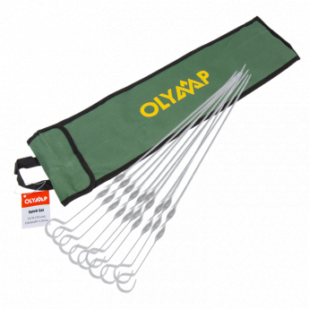 Spiedini 10 pz con custodia (60 cm), acciaio inox 1,5 mm