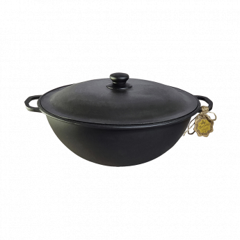 Pentola uzbeka in ghisa WOK da 8 l con coperchio in alluminio Pentola uzbeka in ghisa WOK da 8 l con coperchio in alluminio