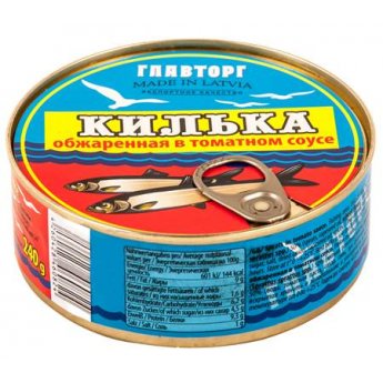 Spratti "Glavtorg" fritti in salsa di pomodoro (240g) Spratti "Glavtorg" fritti in salsa di pomodoro (240g)