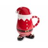 Tazza Babbo Natale ceramica decori oro e coperchio 500 ml