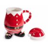 Tazza Babbo Natale ceramica decori oro e coperchio 500 ml