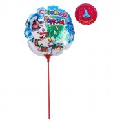 Palloncino di carta stagnola "Pupazzo di neve" 30 * 30 c con bastoncino. Per aria o gas elio