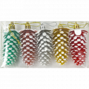 Set di 5 decorazioni per albero di Natale, pigne, 9 cm