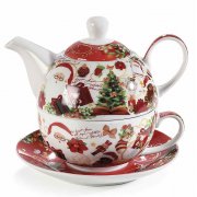 Set di tazze e teiere in porcellana "Fata di Natale" cm 16 x 10,5 x 14 H