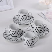 Set da caffè per 4 persone "Parallele" 4 tazzine 80ml + 4 piattini 11cm