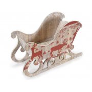Slitta portaoggetti in legno con renne decorate  21/8,3/13