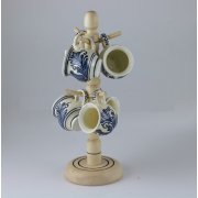 Set di 6 botti in ceramica supporto in legno 28 cm