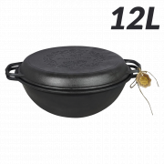 Calderone uzbeko in ghisa, 12 litri, con coperchio per padella