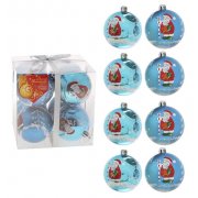 Set palline di Natale "Babbo Natale" plastica, 8 pz, D 7 cm, argento