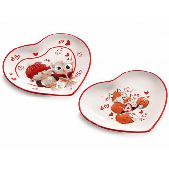 Piatto in ceramica a forma di cuore con stampa animalier, 18,5 x 16,5 cm Piatto in ceramica a forma di cuore con stampa animalier, 18,5 x 16,5 cm
