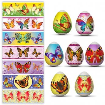 Pellicola pasquale decorativa per uova, 7 motivi diversi nella confezione