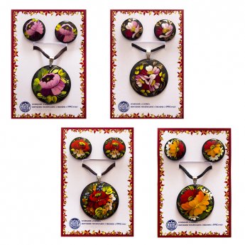 Ciondolo + orecchini dipinti a mano Ciondolo + orecchini dipinti a mano