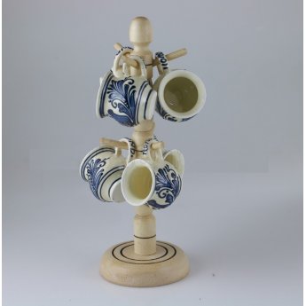 Set di 6 botti in ceramica supporto in legno 28 cm