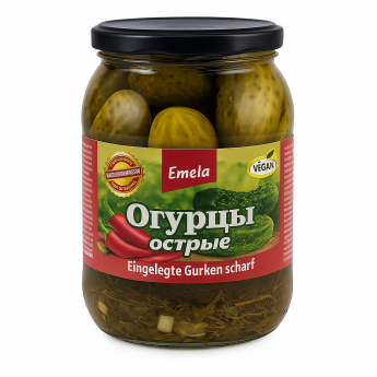 Cetrioli "Emelya" piccanti (900 ml)