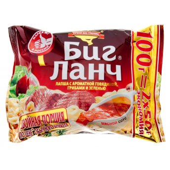 Noodles "Big Lunch" con carne di manzo, funghi ed erbe (100g)