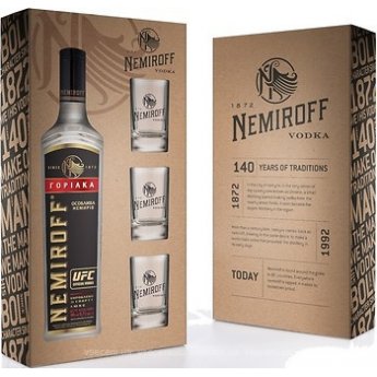 Vodka "Nemiroff" Original+3 bicchieri 40% (0,7L) Vodka "Nemiroff" Original+3 bicchieri 40% (0,7L)